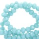 Faceted glass beads 8x6mm disc Serenity blue-pearl shine coating